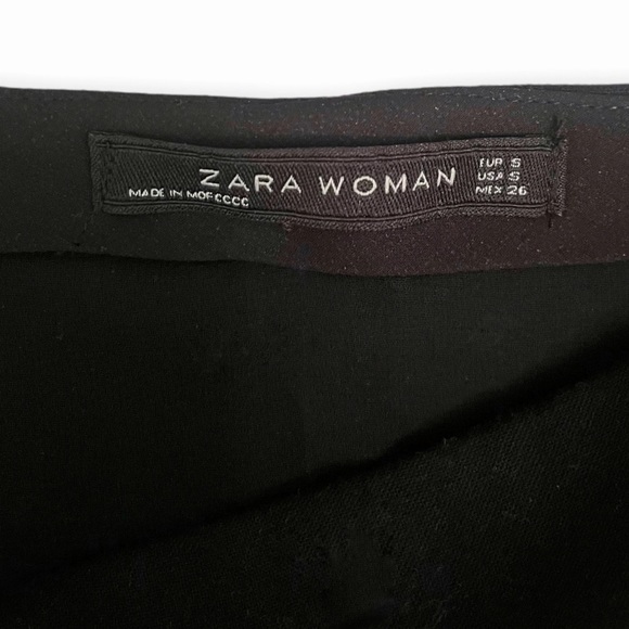 Zara Woman Black Lambskin Leather Frill Ruffle Flare Mini Skirt, sz Small - Picture 9 of 9